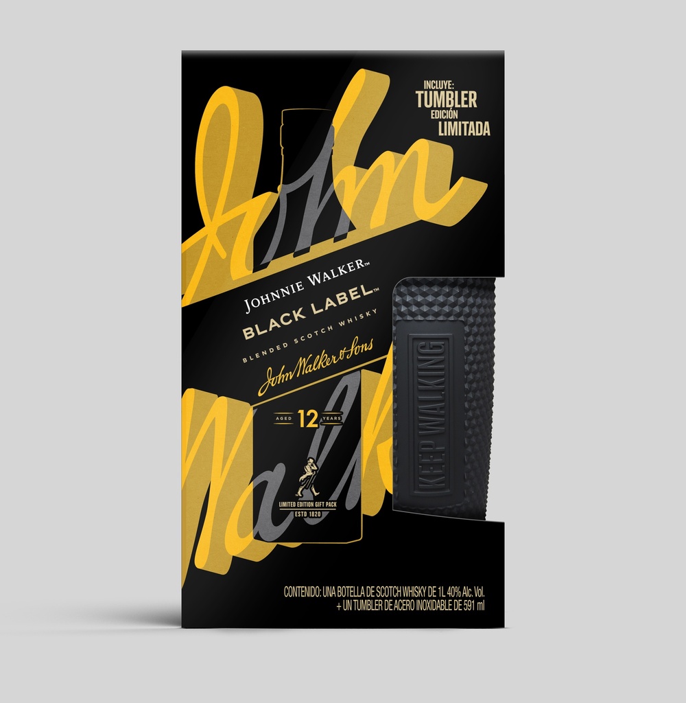 Johnnie Walker Black 12Yr N-Ref 6/1Lt + Tumbler