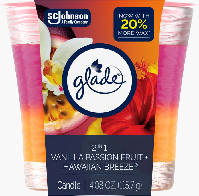 Glade Candle 2in1 Hawaiian Breeze & Vanilla Passion Fruit 6/4.08oz